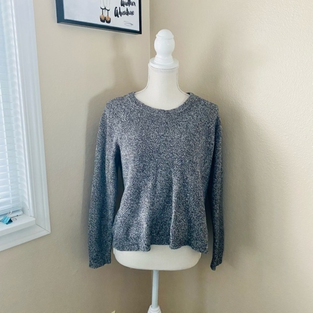 Madewell Province cross back crew neck sweater in black and white, Sz. M